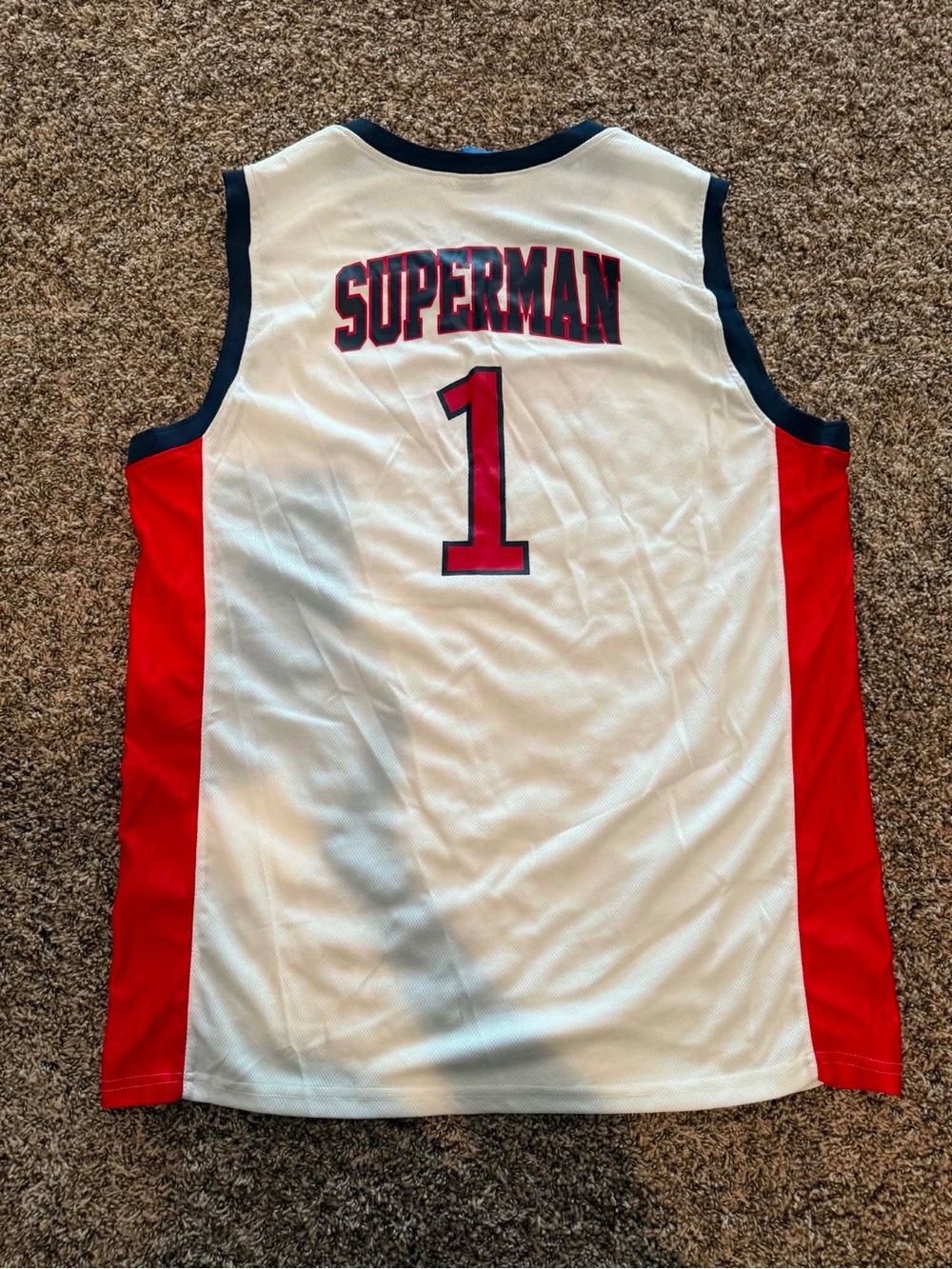 Superman Men’s White & Red Athletic Jersey #1